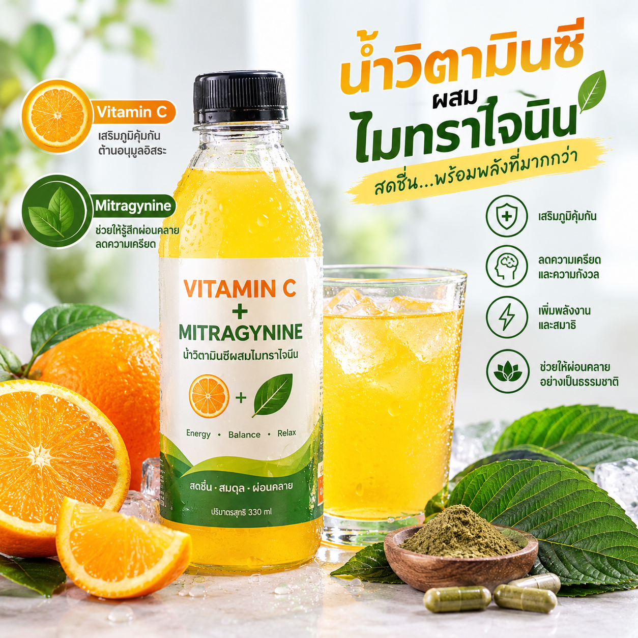 น้ำวิตามินซีผสมไมทราจีนิน
